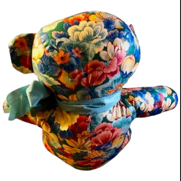 Vtg Shabby Chic Floral Teddy Bear Large. 17" h x 18" w - Picture 5 of 13